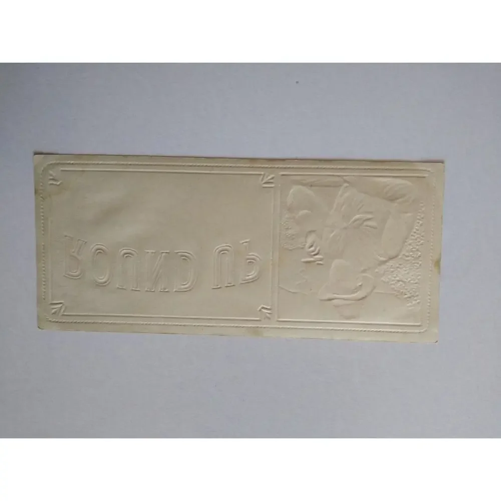 Round Up Cigar Tobacco Box Paper Label Cowboy Western Embossed Vintage Original